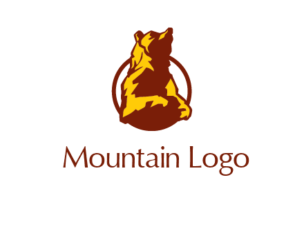 half body bear in circle animal logo