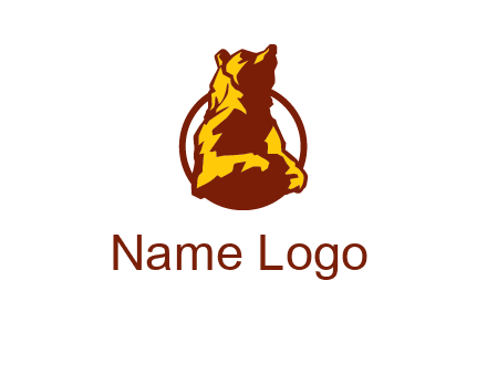 half body bear in circle animal logo