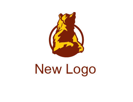 half body bear in circle animal logo
