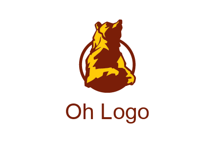 half body bear in circle animal logo