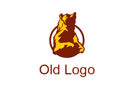 half body bear in circle animal logo
