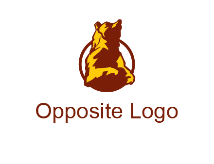 half body bear in circle animal logo
