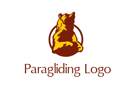half body bear in circle animal logo