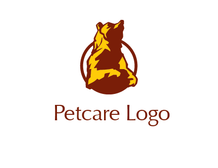 half body bear in circle animal logo