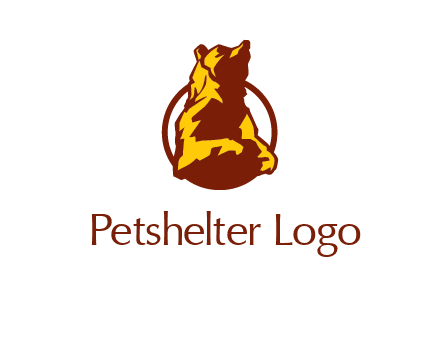 half body bear in circle animal logo