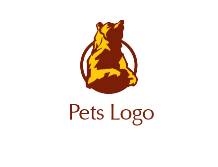 half body bear in circle animal logo