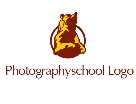 half body bear in circle animal logo