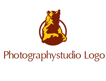 half body bear in circle animal logo