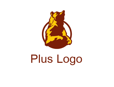 half body bear in circle animal logo