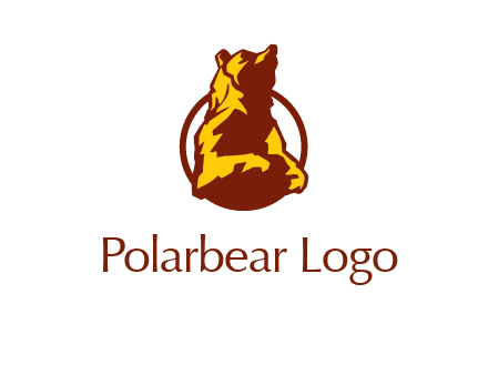 half body bear in circle animal logo