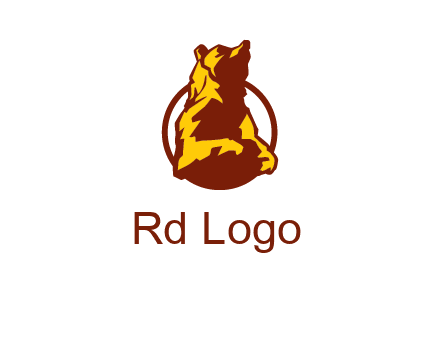 half body bear in circle animal logo