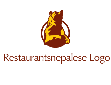 half body bear in circle animal logo