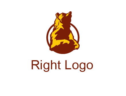 half body bear in circle animal logo