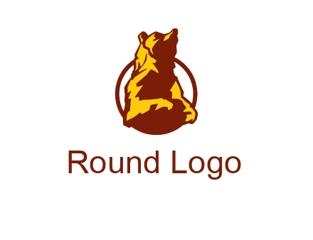 half body bear in circle animal logo