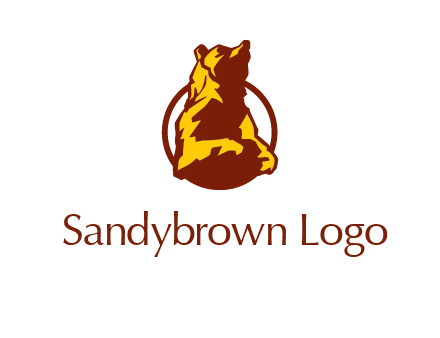 half body bear in circle animal logo