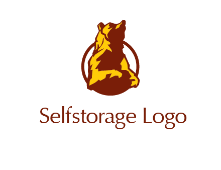 half body bear in circle animal logo