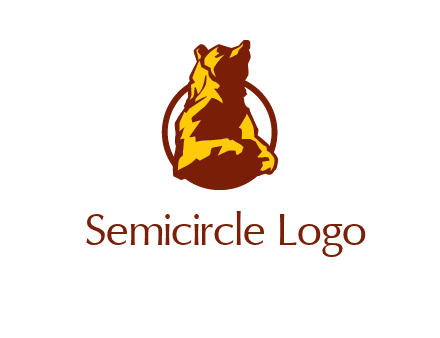 half body bear in circle animal logo
