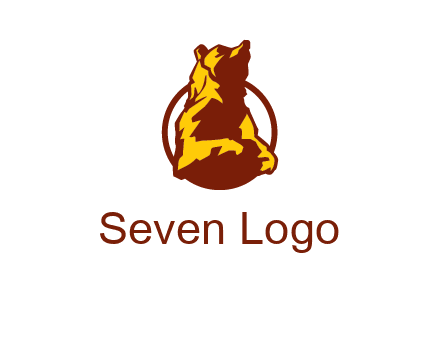 half body bear in circle animal logo