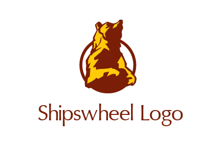half body bear in circle animal logo