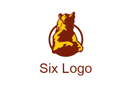 half body bear in circle animal logo