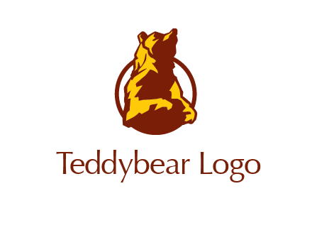 half body bear in circle animal logo