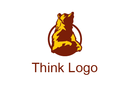 half body bear in circle animal logo