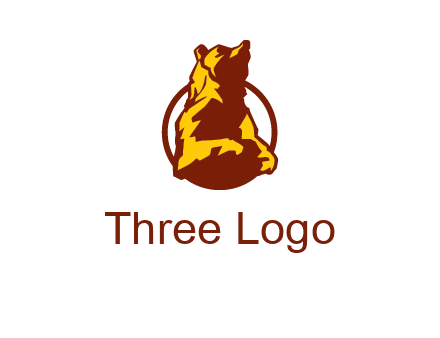 half body bear in circle animal logo