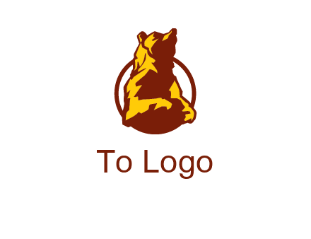 half body bear in circle animal logo