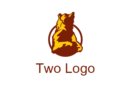 half body bear in circle animal logo