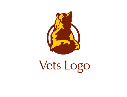 half body bear in circle animal logo