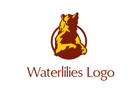 half body bear in circle animal logo