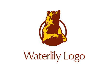 half body bear in circle animal logo