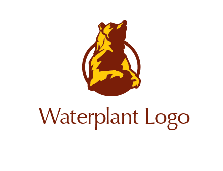 half body bear in circle animal logo