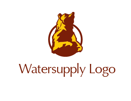 half body bear in circle animal logo