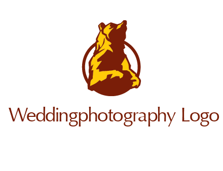 half body bear in circle animal logo