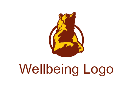 half body bear in circle animal logo