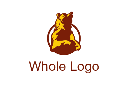 half body bear in circle animal logo