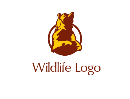 half body bear in circle animal logo