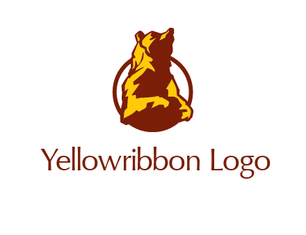 half body bear in circle animal logo