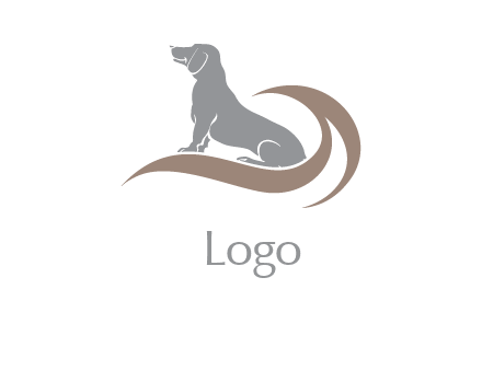 Dachshund dog sitting on wave pet logo