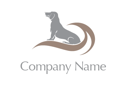 Dachshund dog sitting on wave pet logo