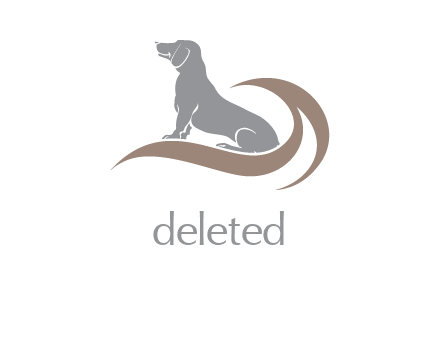 Dachshund dog sitting on wave pet logo
