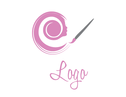 girl profile Koru and paintbrush logo