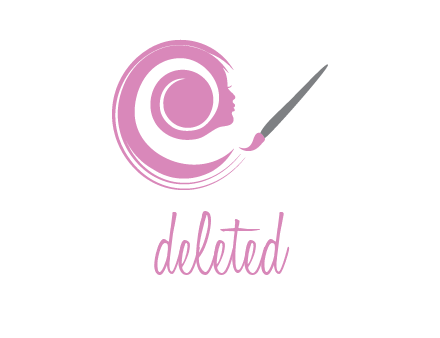 girl profile Koru and paintbrush logo