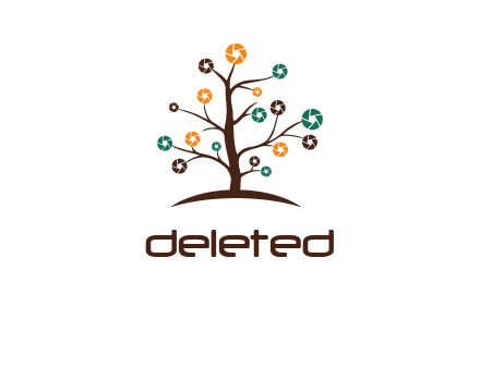 camera shutters on tree branches photography logo