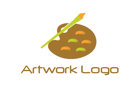 paint palette with brush art logo