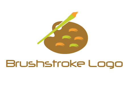 paint palette with brush art logo