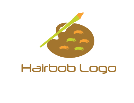 paint palette with brush art logo