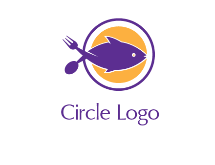 spoon fork and fish in circle restaurant logo