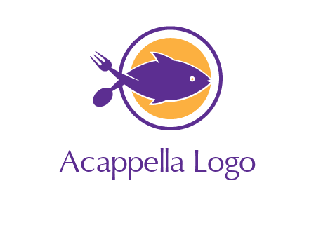 spoon fork and fish in circle restaurant logo